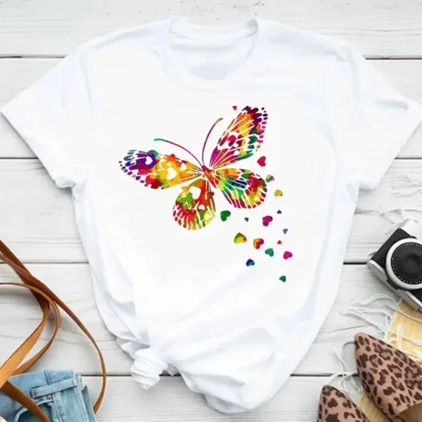 Colorful Butterfly T-Shirt #3 - Image 2