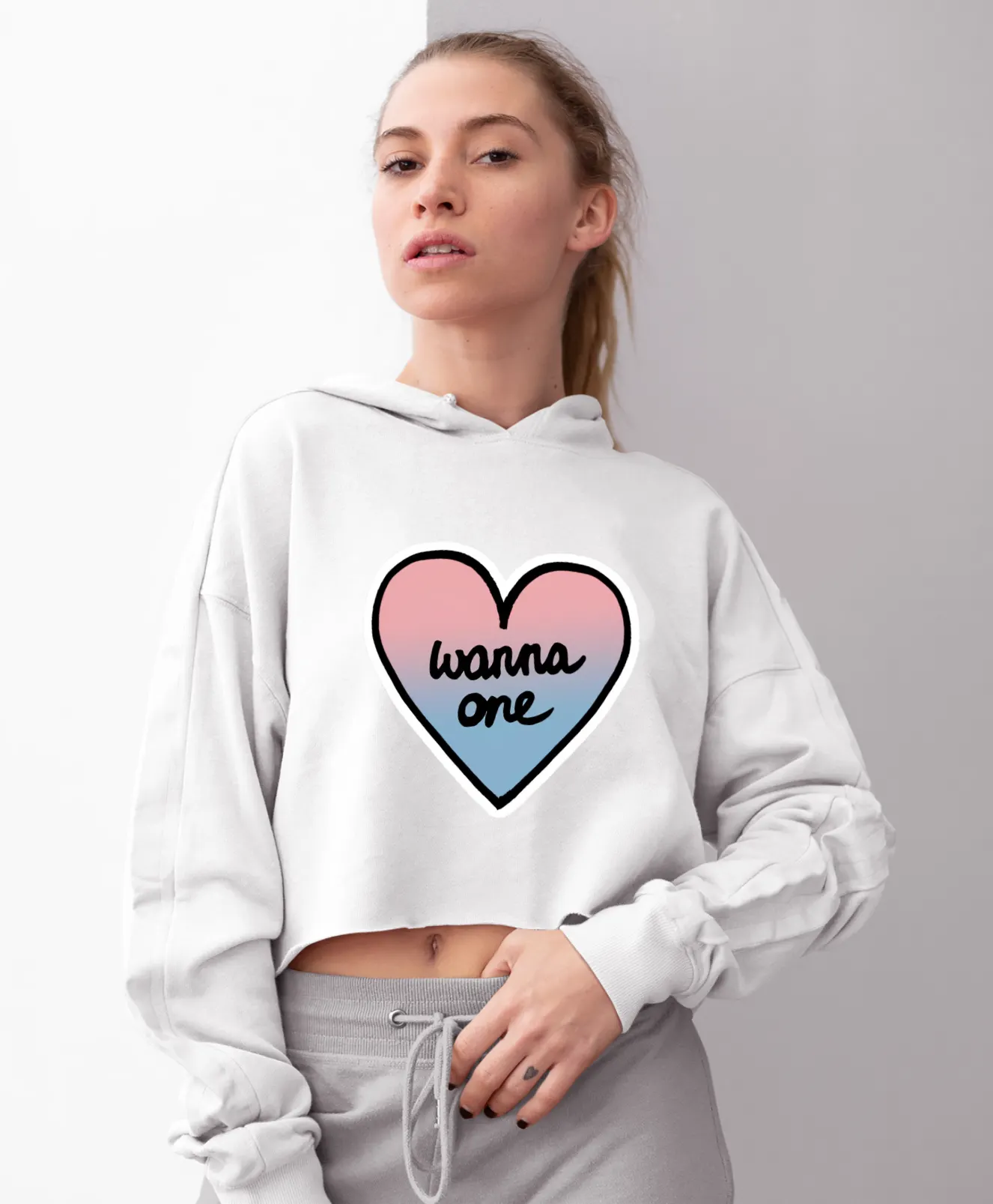 Wanna One Classic Logo Cropped Hoodie - Image 12